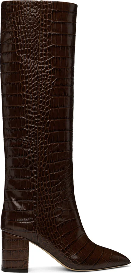 Paris Texas Brown Block Heel Tall Boots
