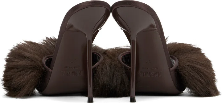 Paris Texas Brown Furry Lidia Mules - Image 2