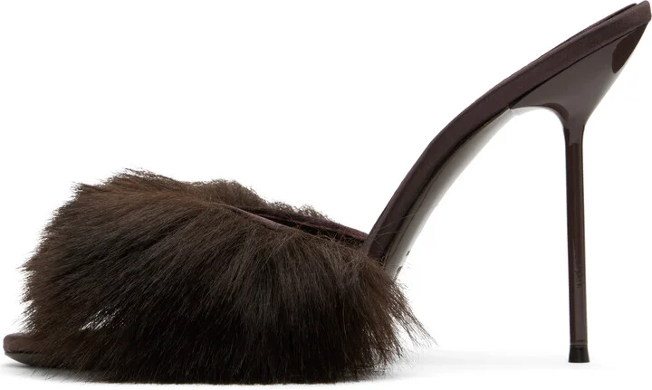 Paris Texas Brown Furry Lidia Mules - Image 3