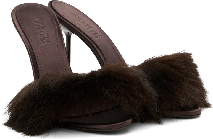 Paris Texas Brown Furry Lidia Mules - Image 4