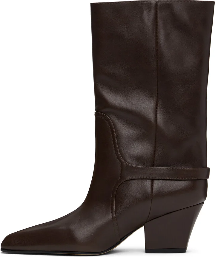 Paris Texas Brown Jane Buckle Midcalf 60 Boots - Image 3