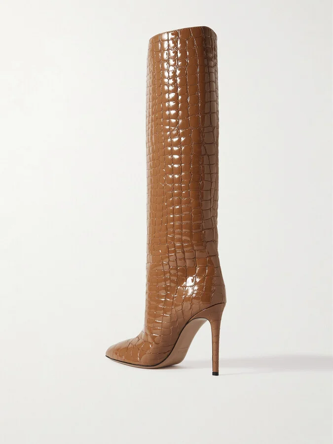 Paris Texas - Croc-effect Leather Knee Boots - Brown - Image 3