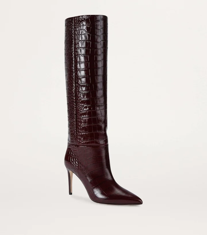 Paris Texas Croc-Embossed Leather Knee-High Boots 85 - Image 3