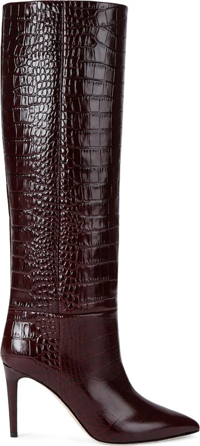 Paris Texas Croc-Embossed Leather Knee-High Boots 85