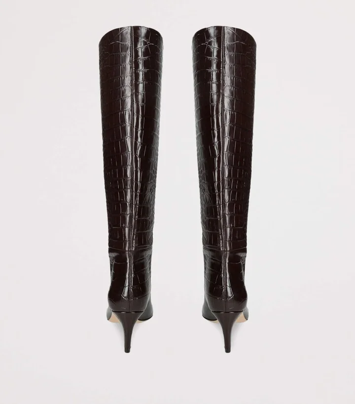 Paris Texas Croc-Embossed Leather Stiletto Boots 60 - Image 2