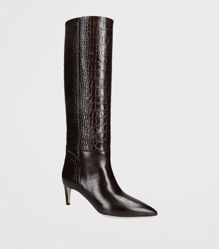 Paris Texas Croc-Embossed Leather Stiletto Boots 60 - Image 3