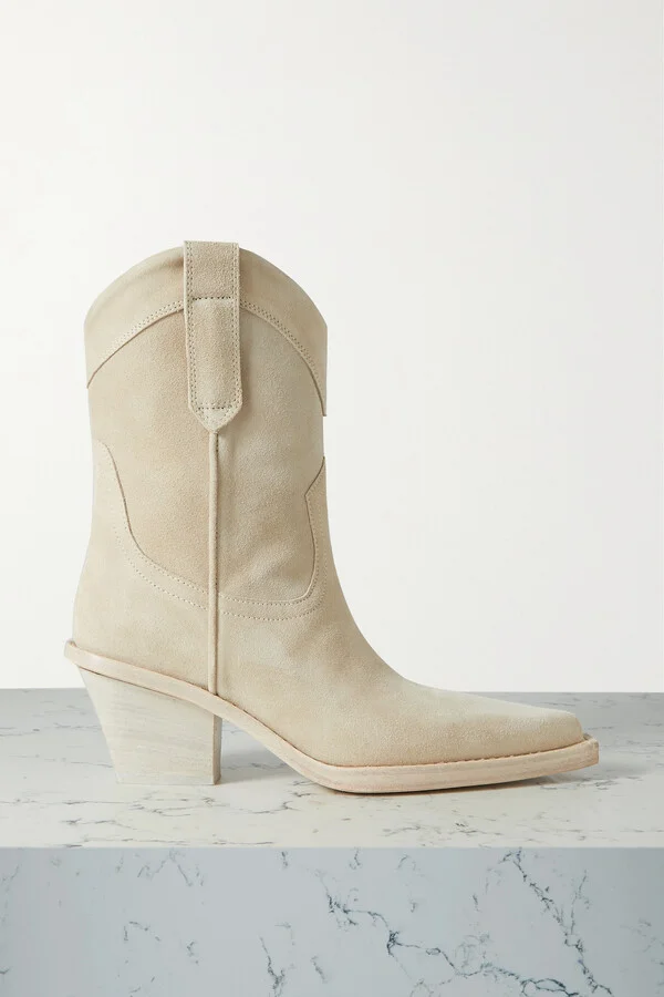 Paris Texas - Dakota Suede Cowboy Boots - Off-white