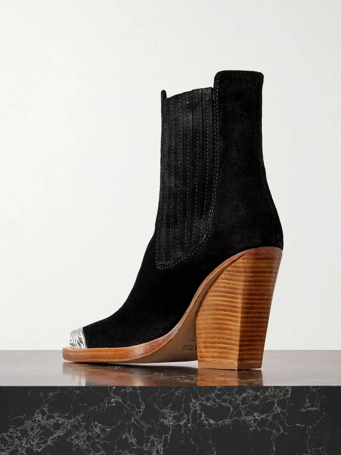 Paris Texas - Dallas Embellished Suede Ankle Boots - Black - Image 3