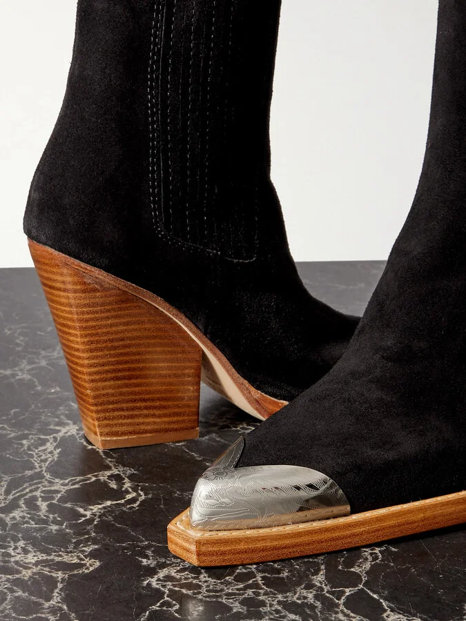 Paris Texas - Dallas Embellished Suede Ankle Boots - Black - Image 4