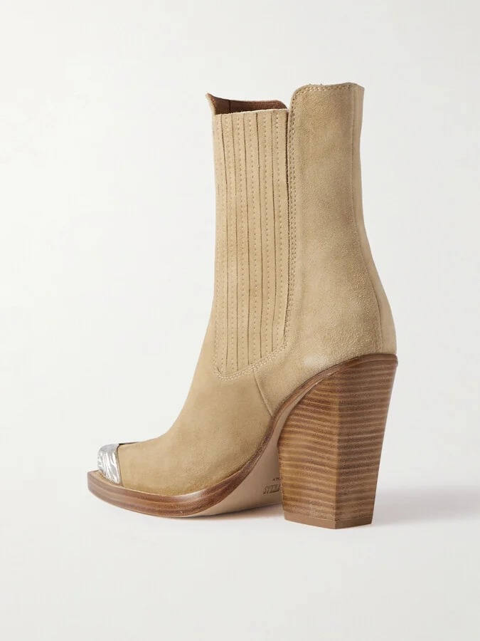 Paris Texas - Dallas Embellished Suede Ankle Boots - Neutrals - Image 3