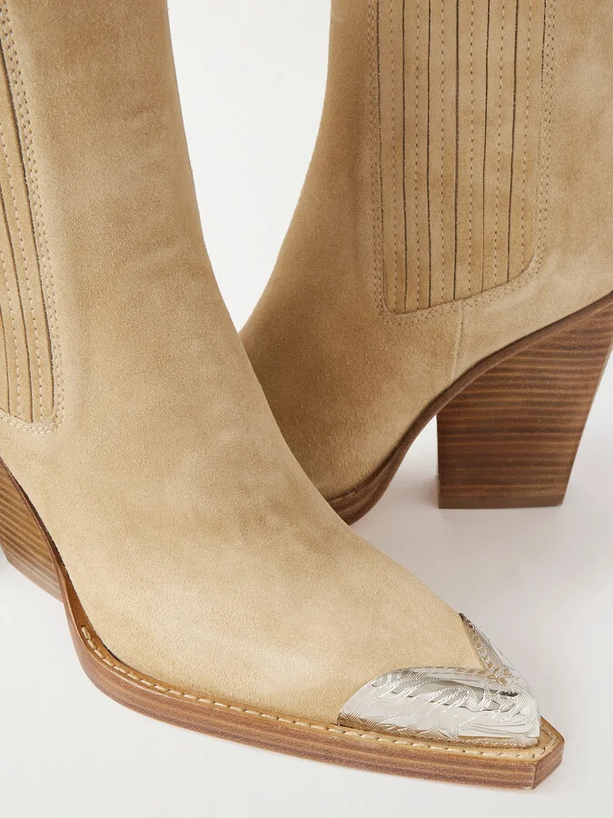 Paris Texas - Dallas Embellished Suede Ankle Boots - Neutrals - Image 4