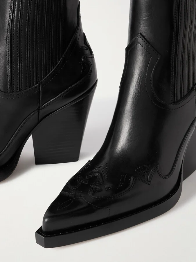 Paris Texas - Dallas Embroidered Leather Pointed-toe Ankle Boots - Black - Image 4