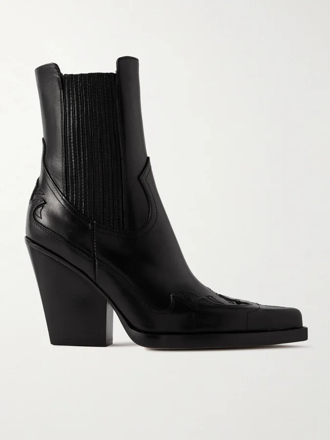 Paris Texas - Dallas Embroidered Leather Pointed-toe Ankle Boots - Black