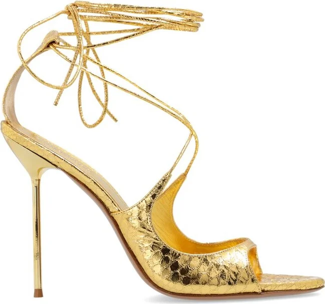 Paris Texas Embossed Ankle Strap Heeled Sandals