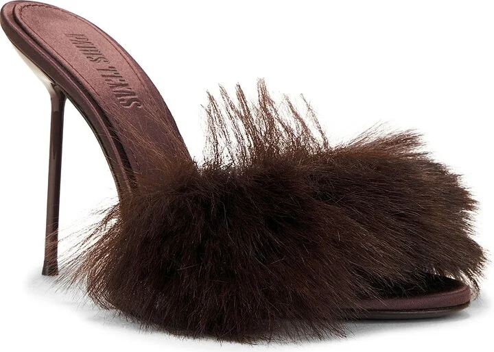 Paris Texas Furry Lidia Mule 105 Heel in Brown - Image 2