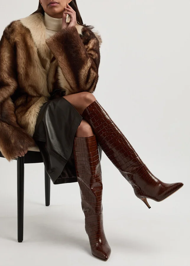 Paris Texas Gaia 60 Crocodile-effect Leather Knee-high Boots - Image 5