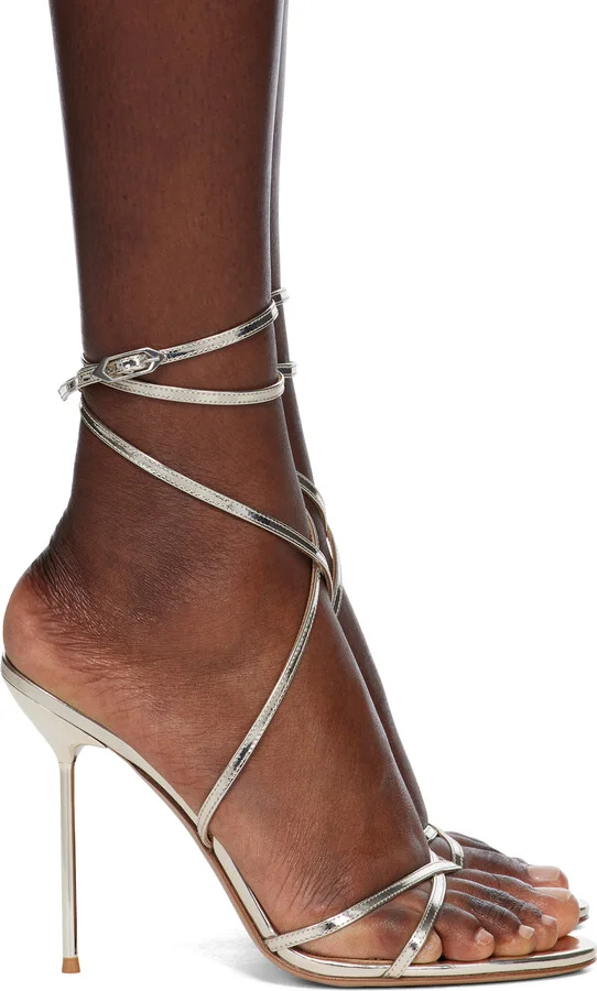 Paris Texas Gold Liz Lace Up Heeled Sandals