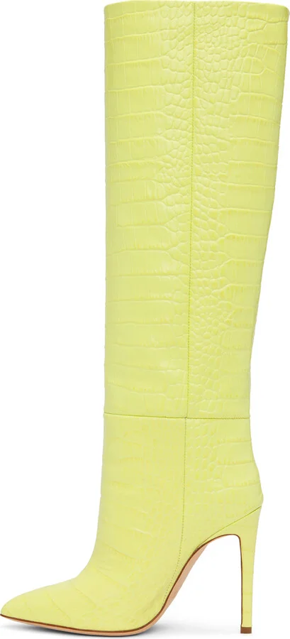 Paris Texas Green Croc-Effect Tall Boots - Image 3