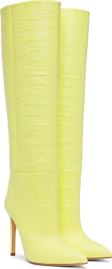 Paris Texas Green Croc-Effect Tall Boots - Image 4