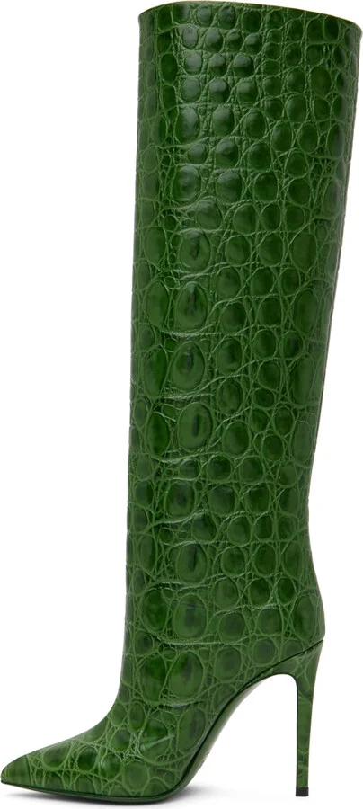 Paris Texas Green Croc-Embossed Tall Boots - Image 3
