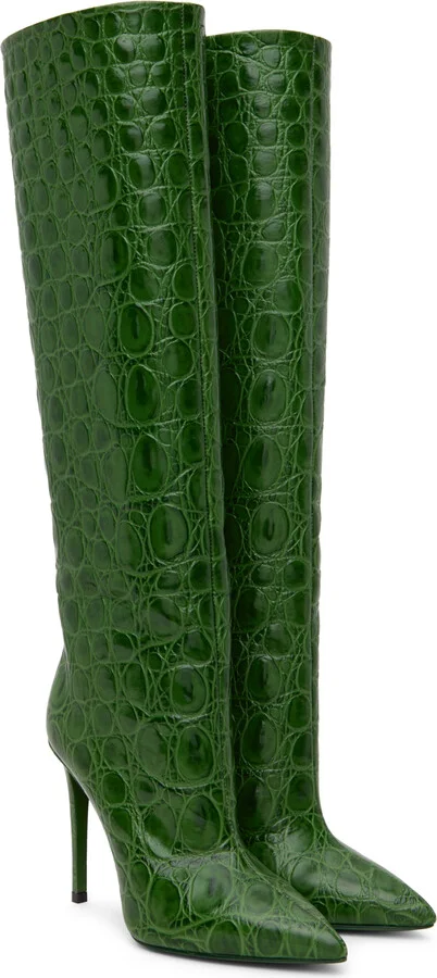 Paris Texas Green Croc-Embossed Tall Boots - Image 4