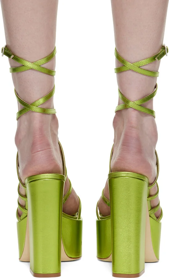 Paris Texas Green Evita Platform Sandals - Image 2