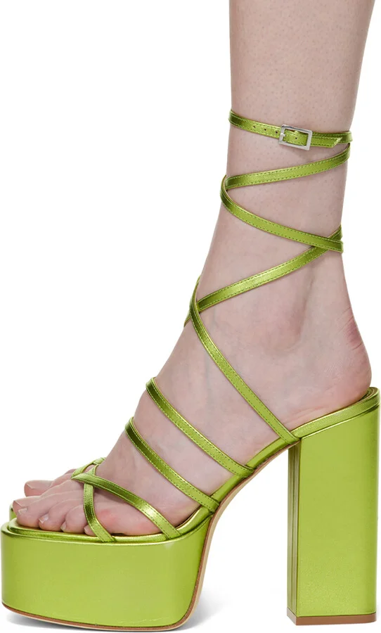 Paris Texas Green Evita Platform Sandals - Image 3