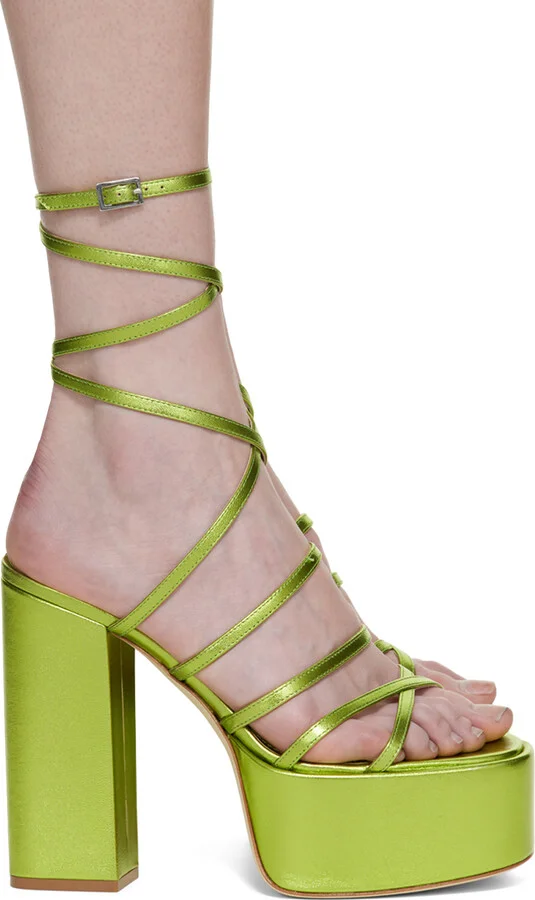 Paris Texas Green Evita Platform Sandals