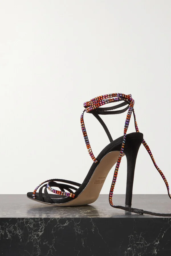Paris Texas - Holly Nicole Crystal-embellished Suede Sandals - Black - Image 3