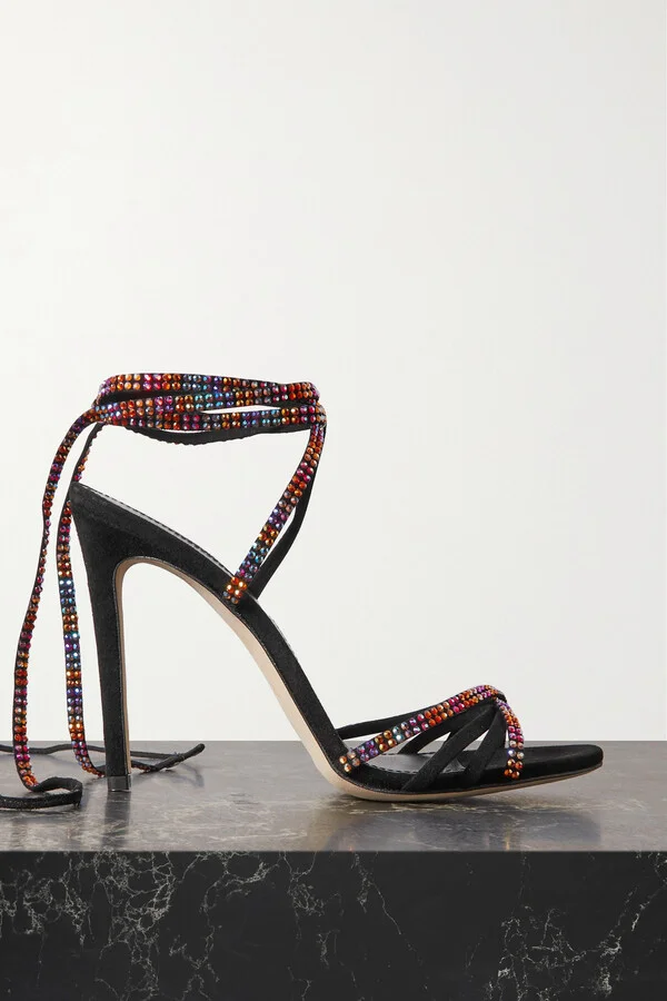 Paris Texas - Holly Nicole Crystal-embellished Suede Sandals - Black