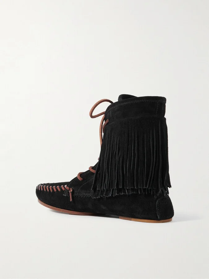 Paris Texas - Indiana Fringed Suede Ankle Boots - Black - Image 3