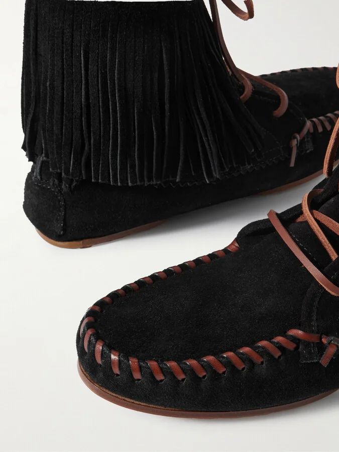 Paris Texas - Indiana Fringed Suede Ankle Boots - Black - Image 4