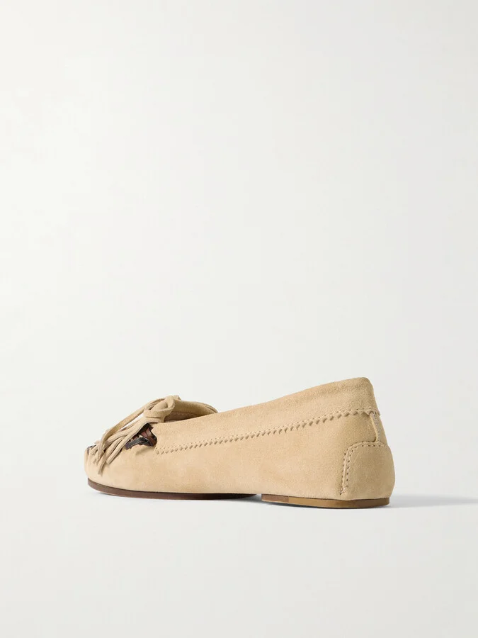 Paris Texas - Indiana Fringed Suede Loafers - Ecru - Image 3