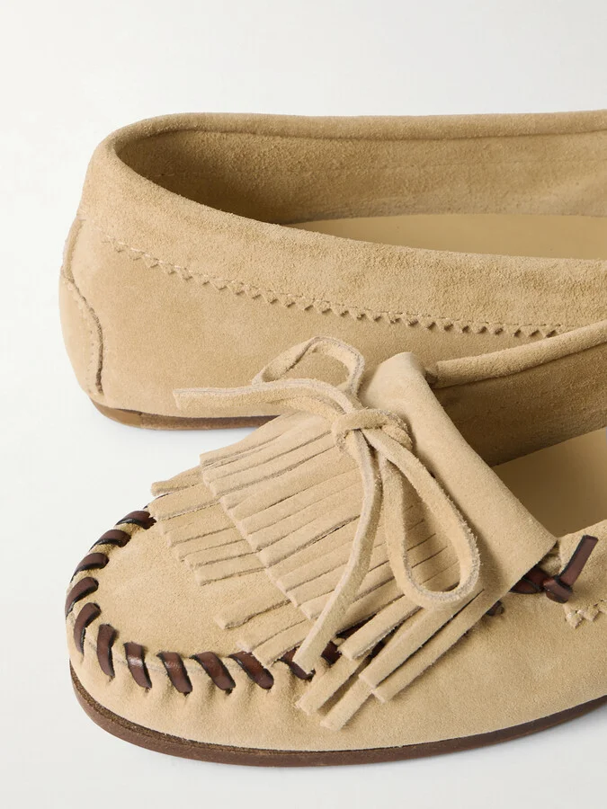 Paris Texas - Indiana Fringed Suede Loafers - Ecru - Image 4