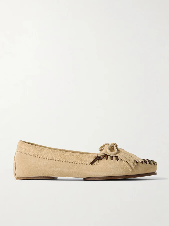 Paris Texas - Indiana Fringed Suede Loafers - Ecru
