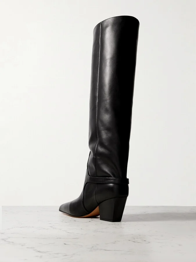 Paris Texas - Jane Buckled Leather Knee Boots - Black - Image 3