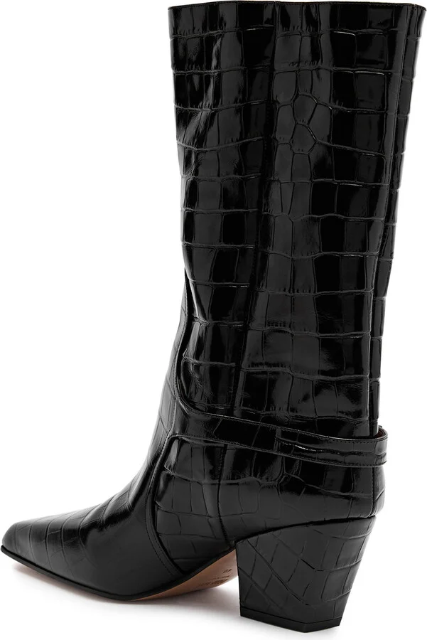 Paris Texas Jane Crocodile Effect Leather Mid-calf Boots - Image 2