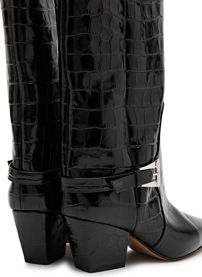 Paris Texas Jane Crocodile Effect Leather Mid-calf Boots - Image 3
