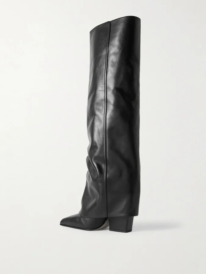 Paris Texas - Jane Folded Leather Knee Boots - Black - Image 3