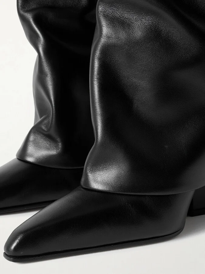 Paris Texas - Jane Folded Leather Knee Boots - Black - Image 4