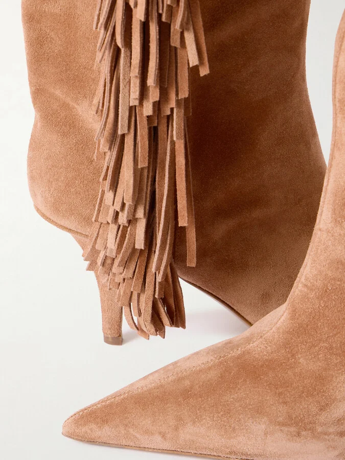 Paris Texas - Jessie Fringed Suede Knee Boots - Brown - Image 4
