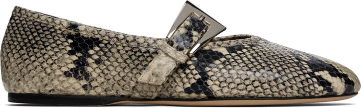 Paris Texas Khaki Sveva Buckle Ballerina Flats
