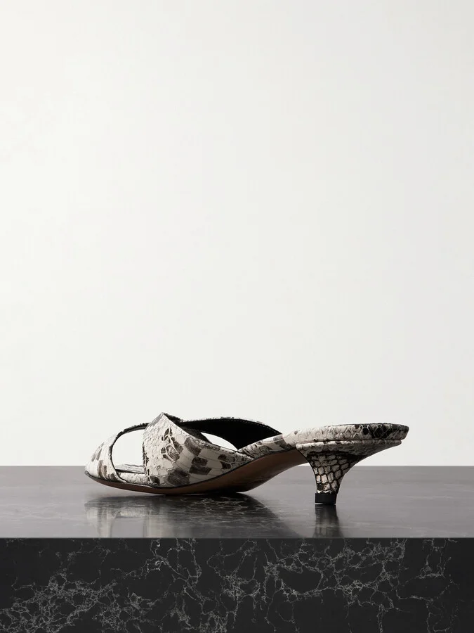 Paris Texas - Laila Snake-effect Leather Mules - Animal print - Image 3
