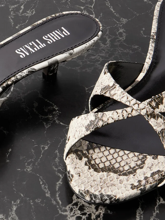 Paris Texas - Laila Snake-effect Leather Mules - Animal print - Image 4