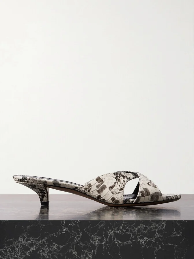 Paris Texas - Laila Snake-effect Leather Mules - Animal print