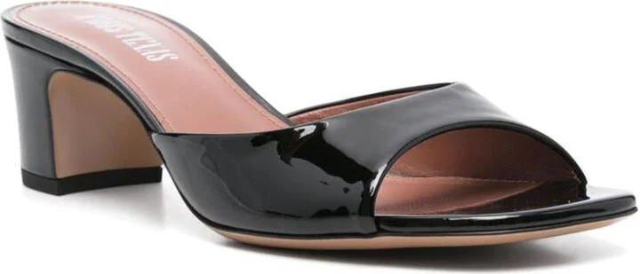 Paris Texas 'Lara' Mules In Black Leather With Heel - Image 2