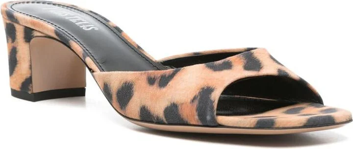 Paris Texas 'Lara' Mules In Leather With Heel And Animalier Print - Image 2