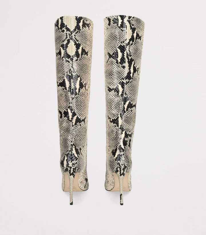 Paris Texas Leather Python Print Knee-High Boots 105 - Image 2