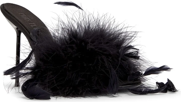 Paris Texas Lidia Feather 105 Mule in Black - Image 2