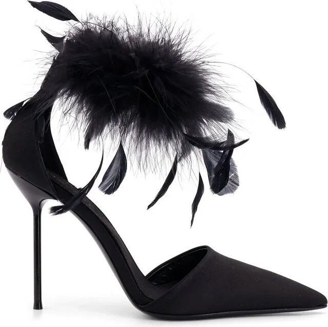 Paris Texas Lidia Feather Ankle Strap Pumps